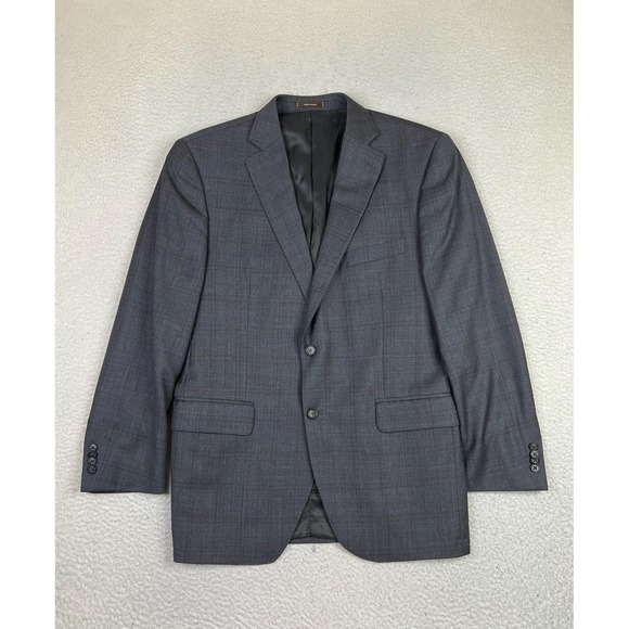 Peter Millar Blazer Mens 42R Gray Check 100% Wool 2 Button Sport Coat Jacket